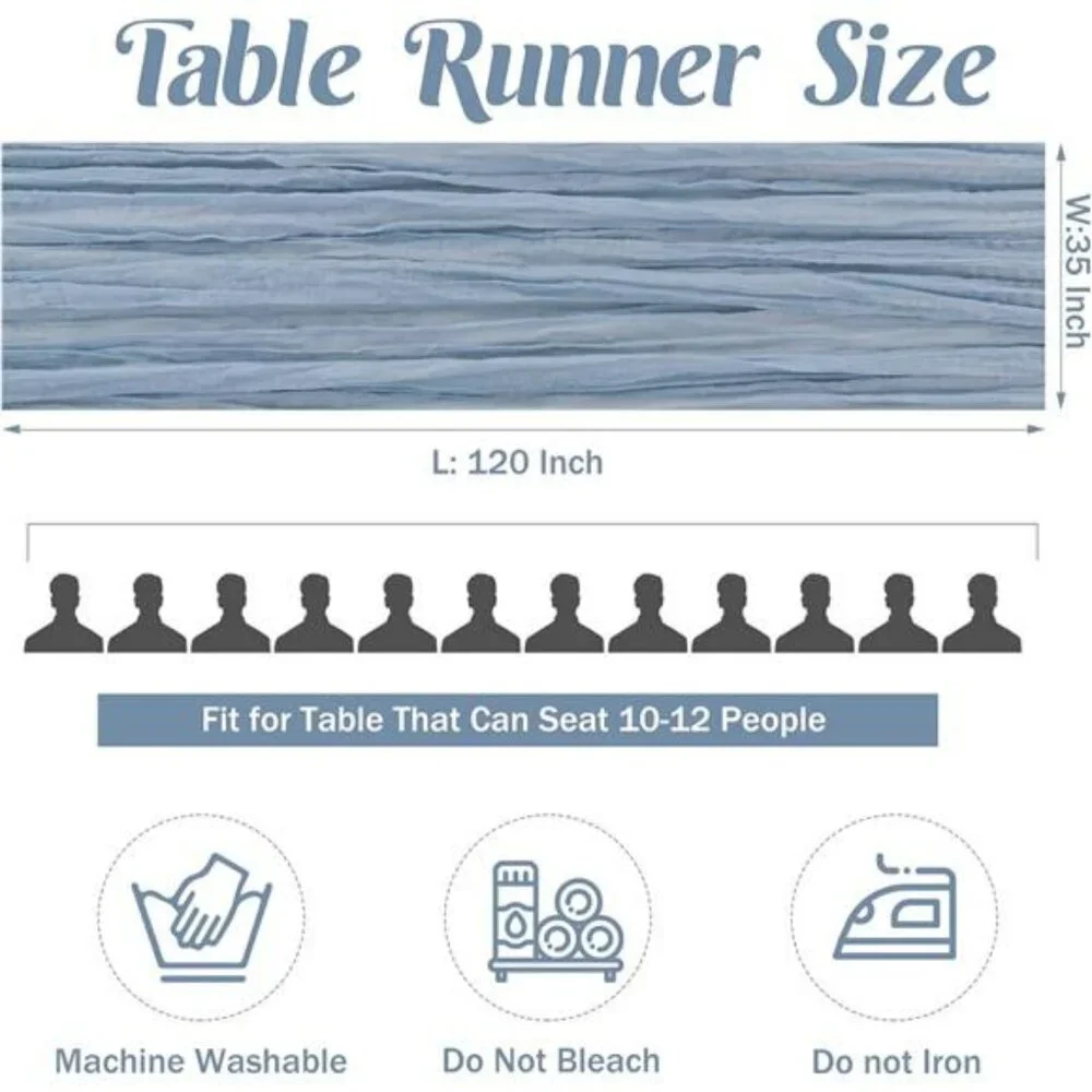 6 pack dusty blue cheesecloth table runner 10ft gauze fabric wedding party decor
